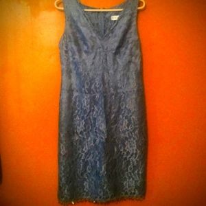 CDC Women's Size 10 Blue Vintage Lace Cocktail Midi Dress